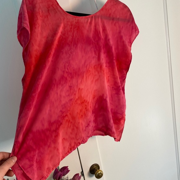 100% Silk Vintage Box Top Tie Dye Pink Med-Large - Picture 6 of 7